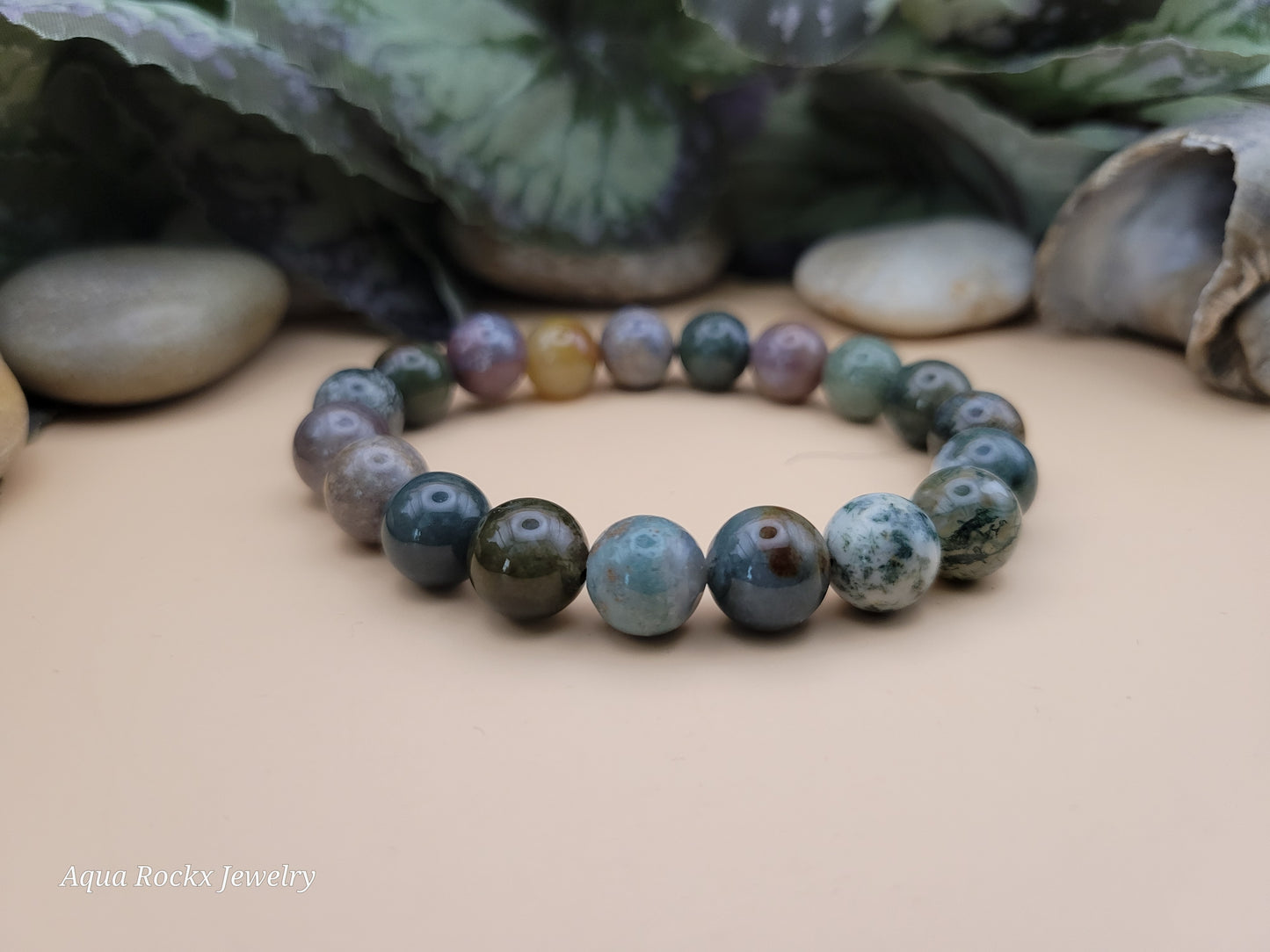 Multi-color Fancy Jasper stretch bracelet.
