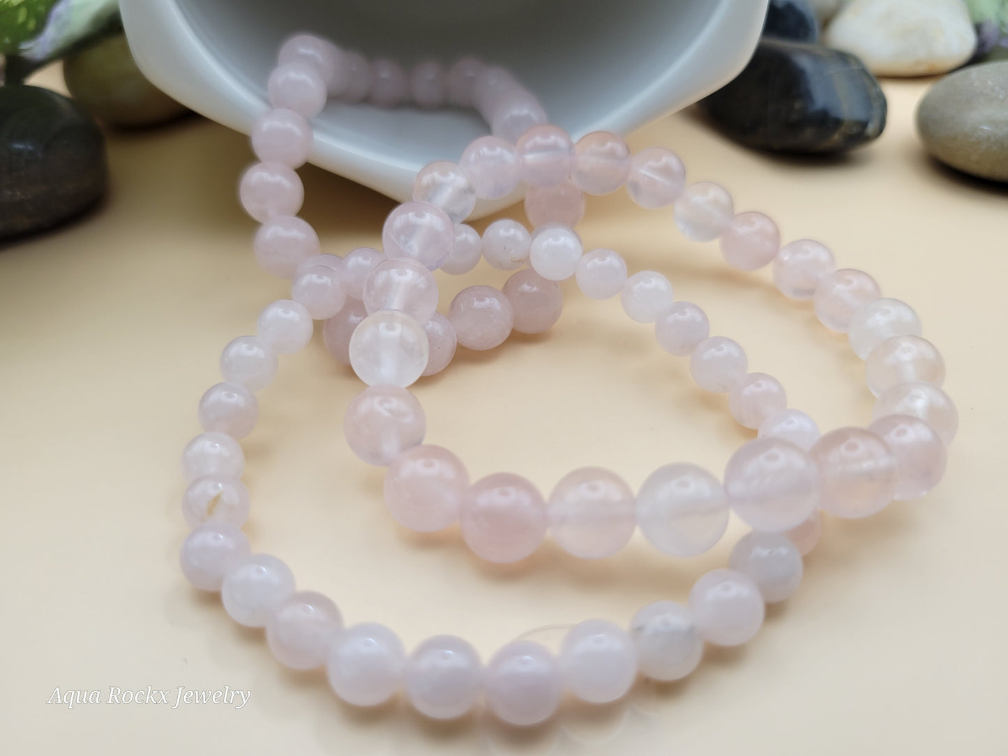 Rose Quartz stretch bracelets