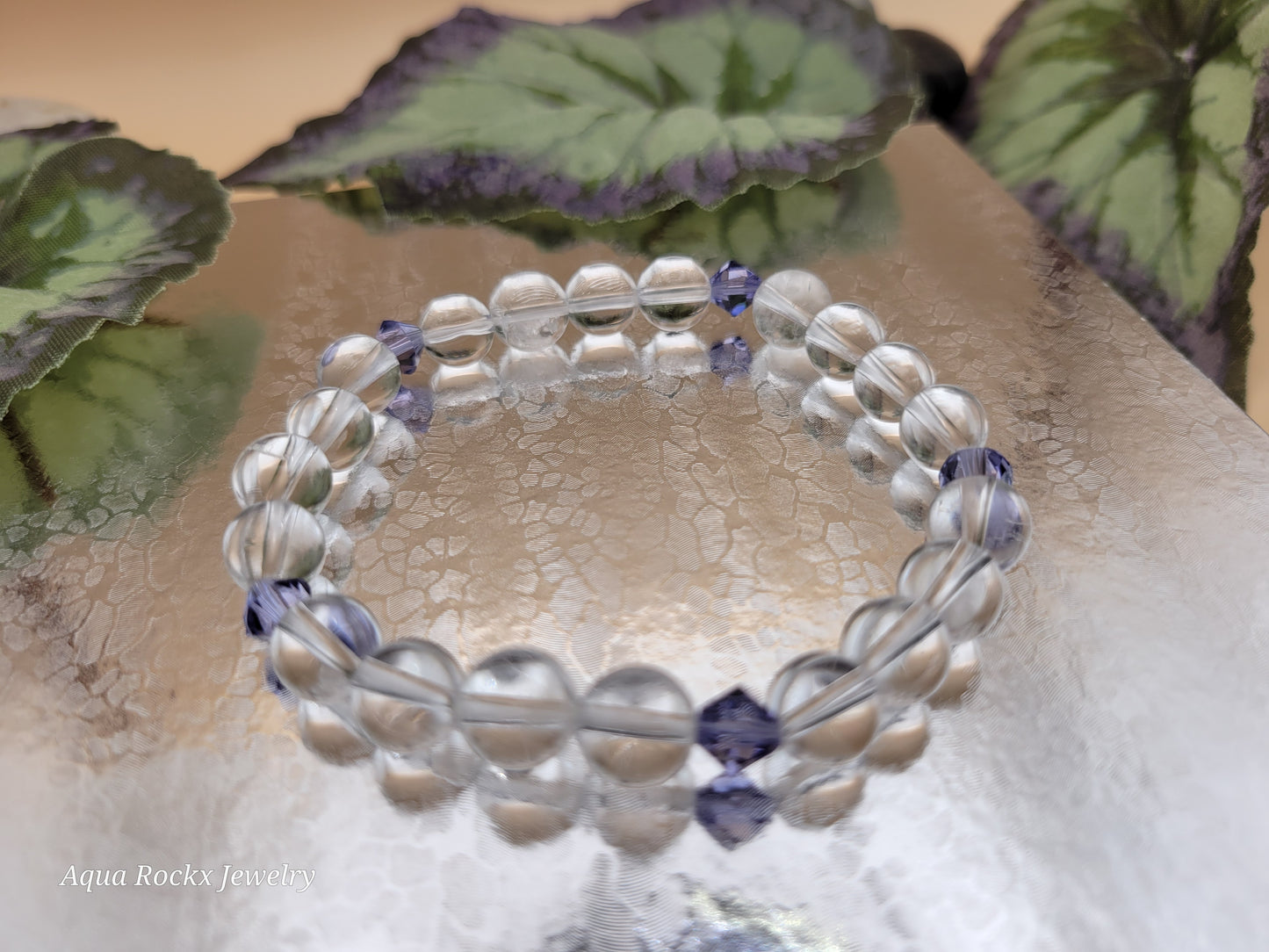 Clear Quartz with Swarovski crystals stretch bracelet.