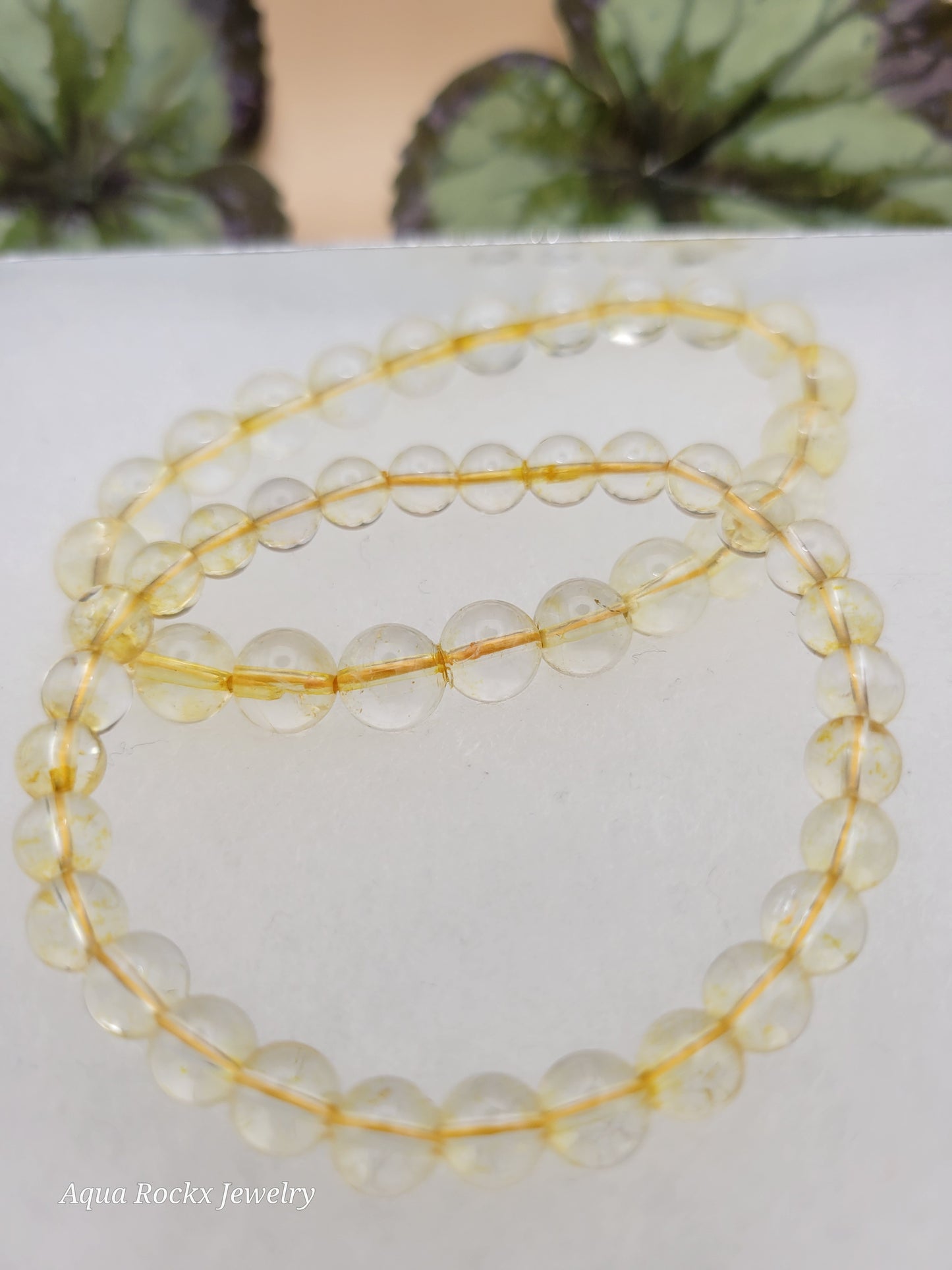 Yellow Citrine gemstone stretch bracelet.