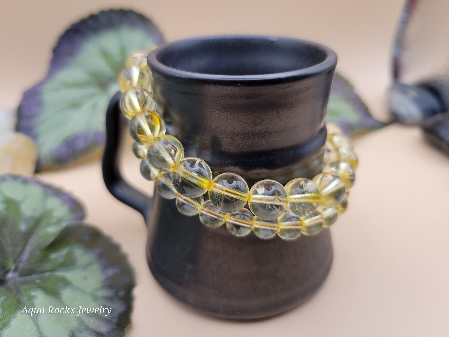 Yellow Citrine gemstone stretch bracelet.