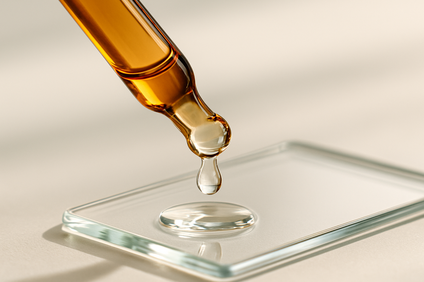 Beard oil drops on glass