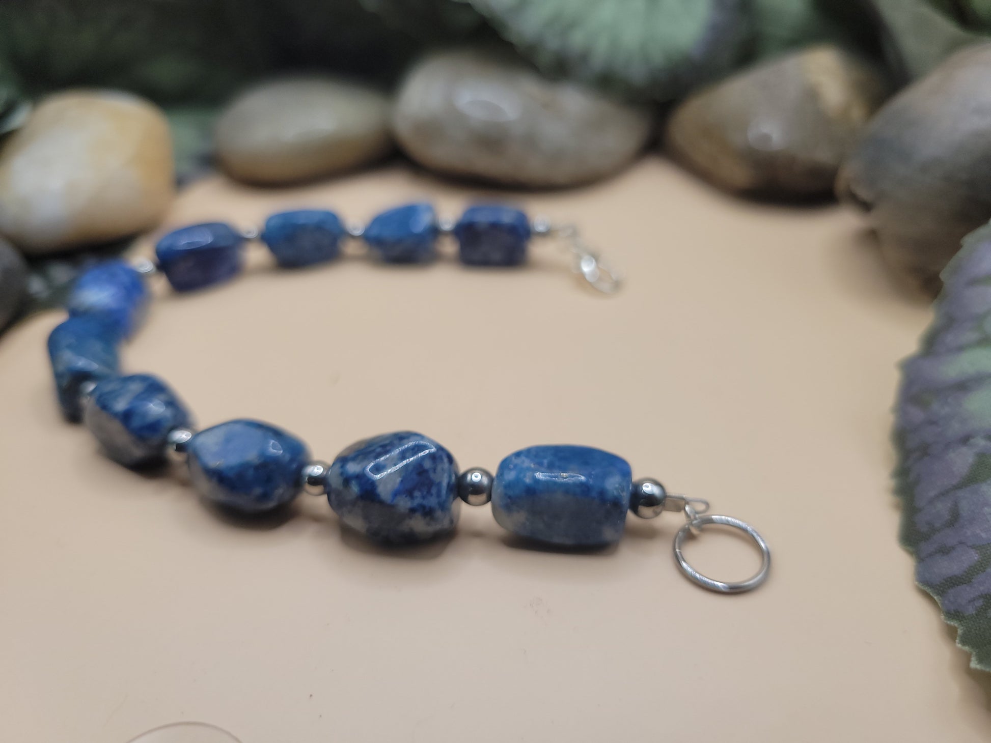 Blue Sodalite beaded bracelet with clasp