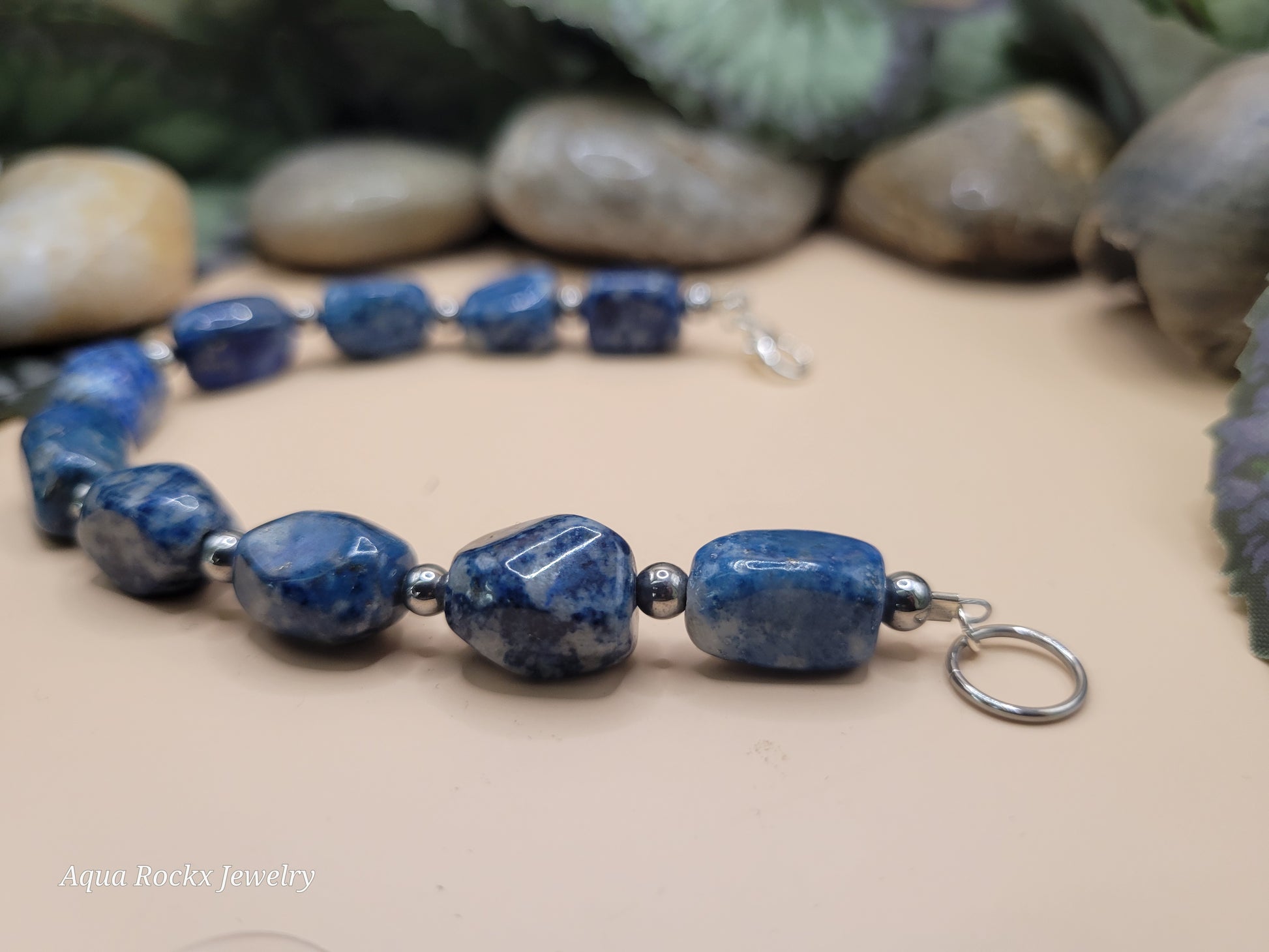Blue Sodalite beaded bracelet with clasp