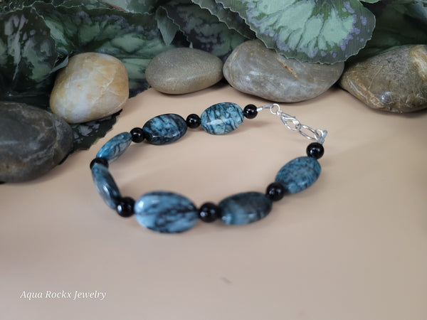 Blue Sodalite Gemstone Bracelet with Secure Clasp