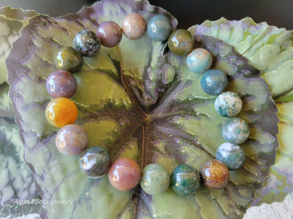 Multi-color Fancy Jasper stretch bracelet.