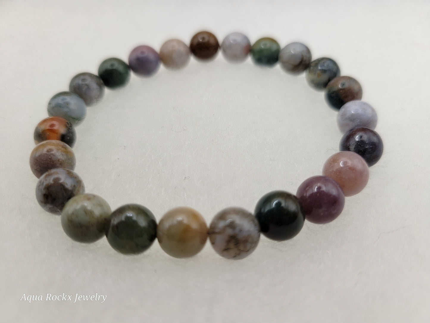 Multi-color Fancy Jasper stretch bracelet.