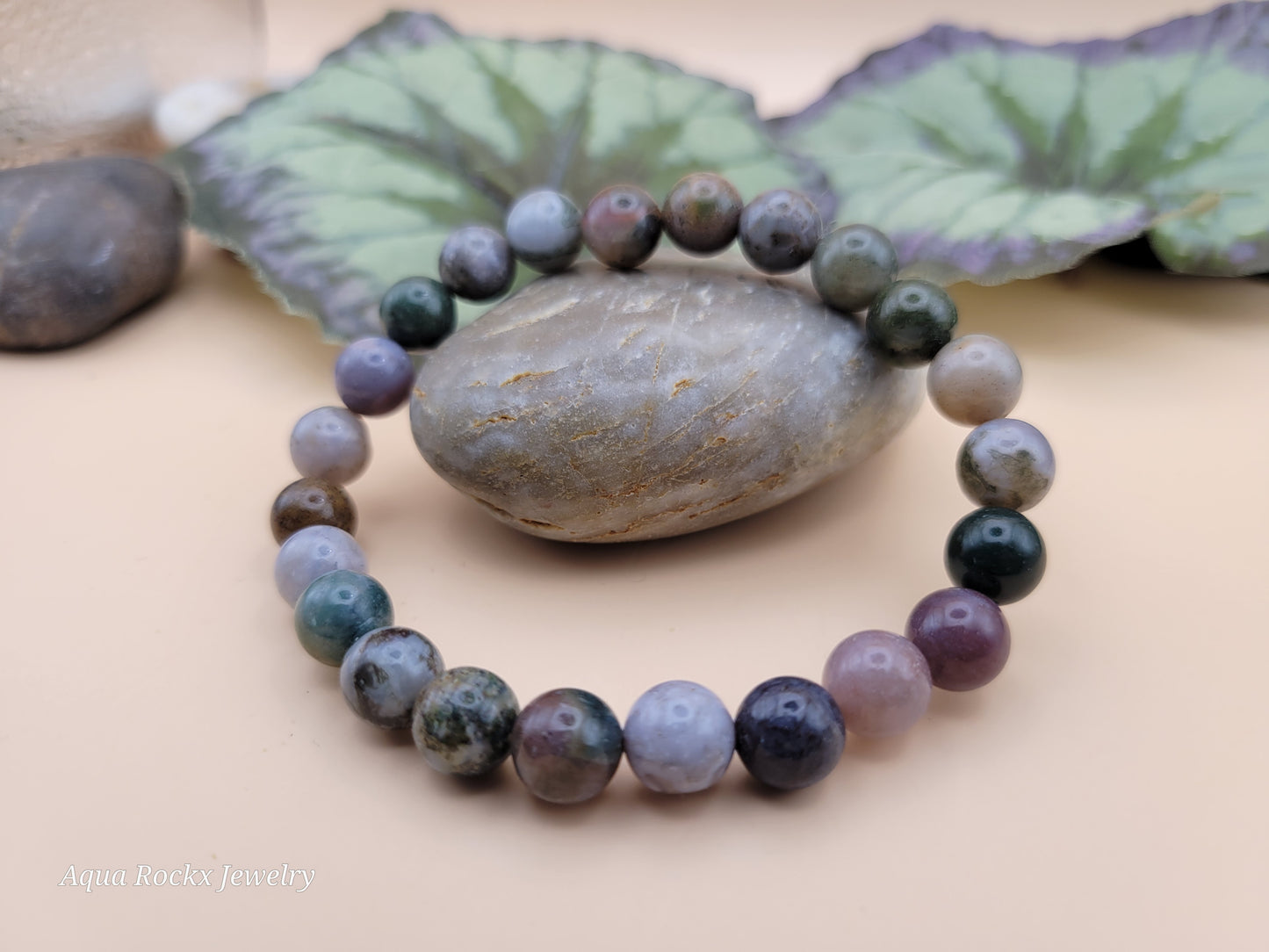 Multi-color Fancy Jasper stretch bracelet.