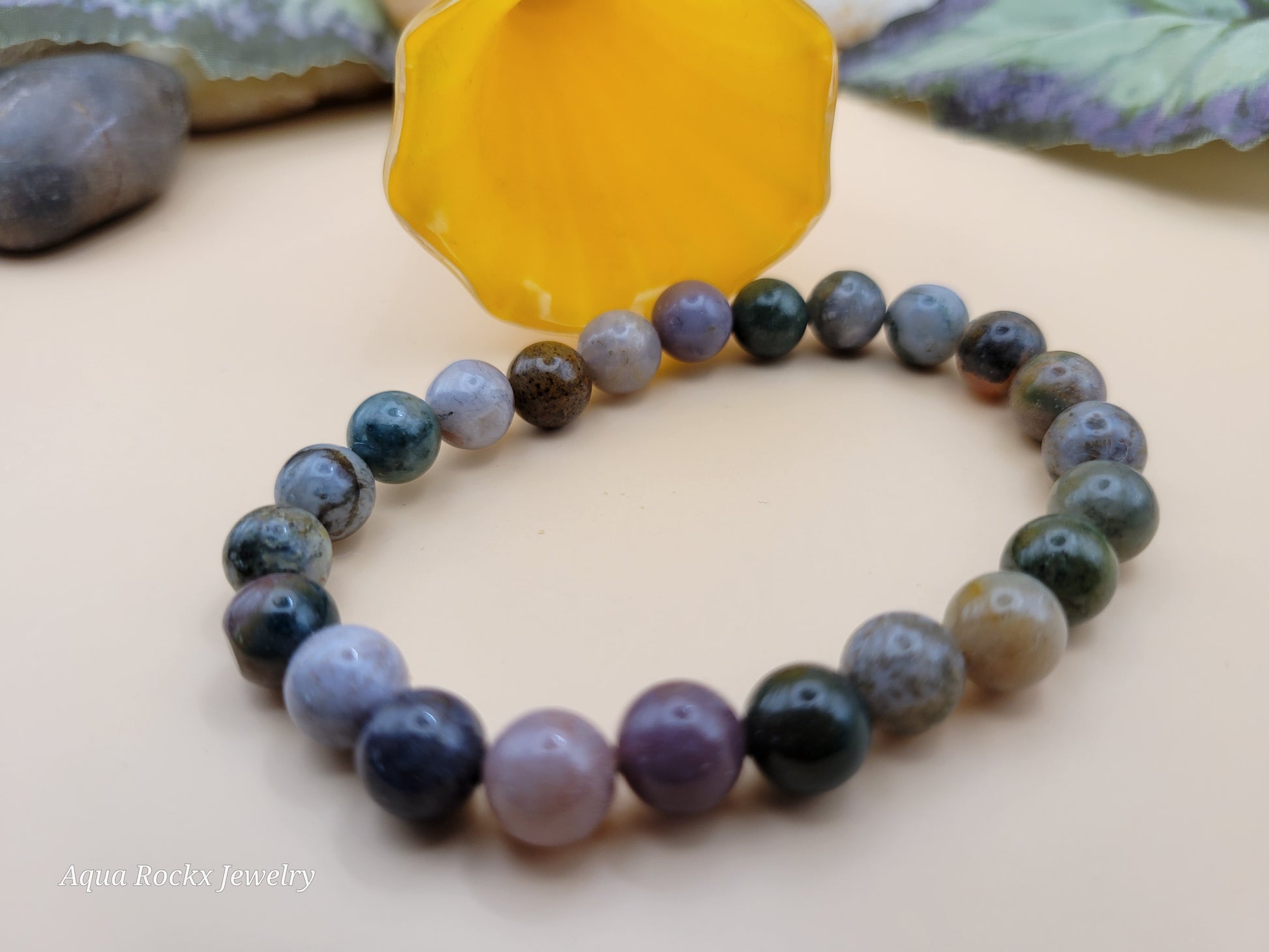 Multi-color Fancy Jasper stretch bracelet.