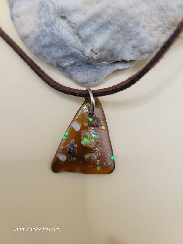 Brown Sea Glass Pendant