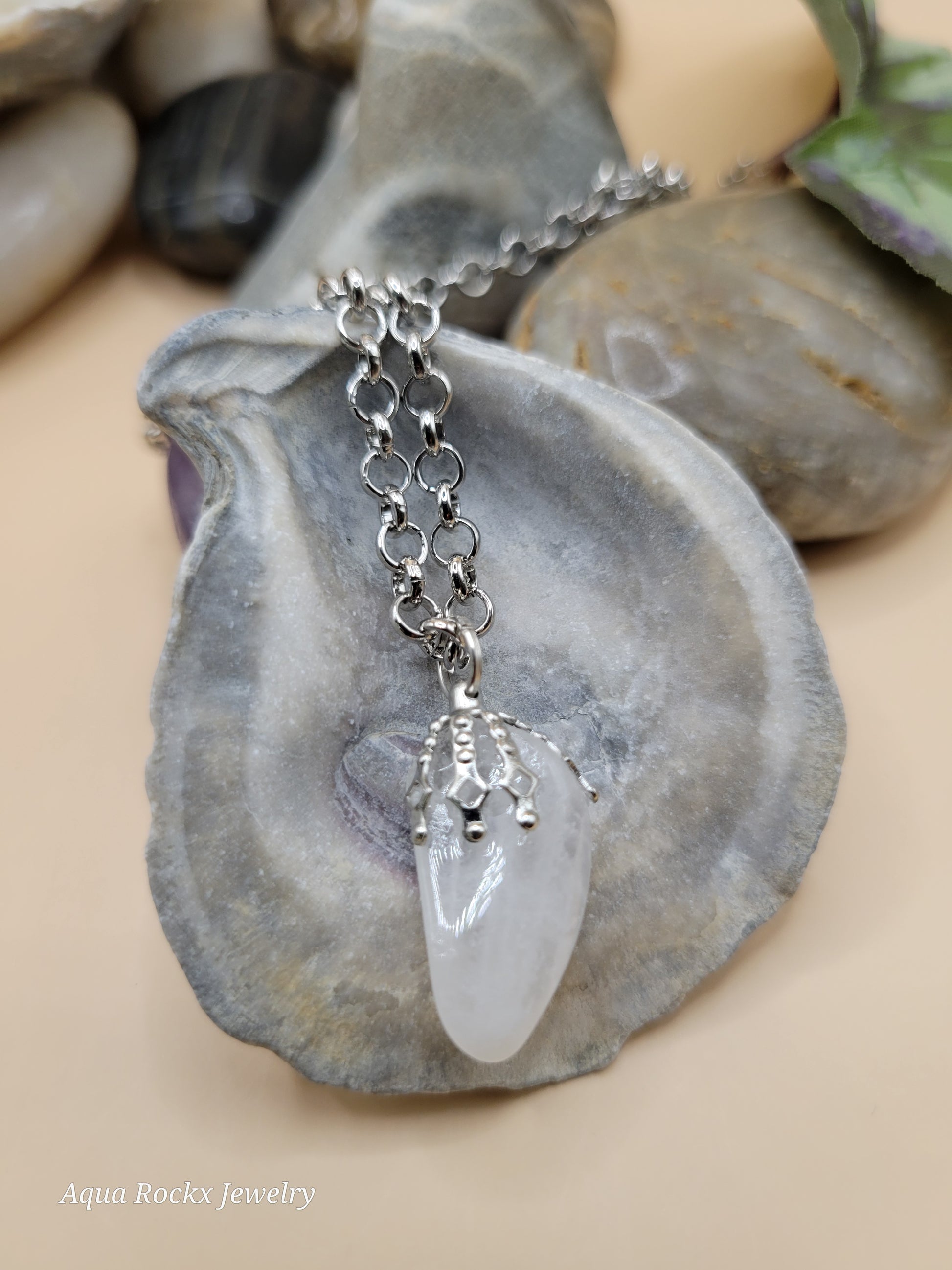 white quartz pendant necklace