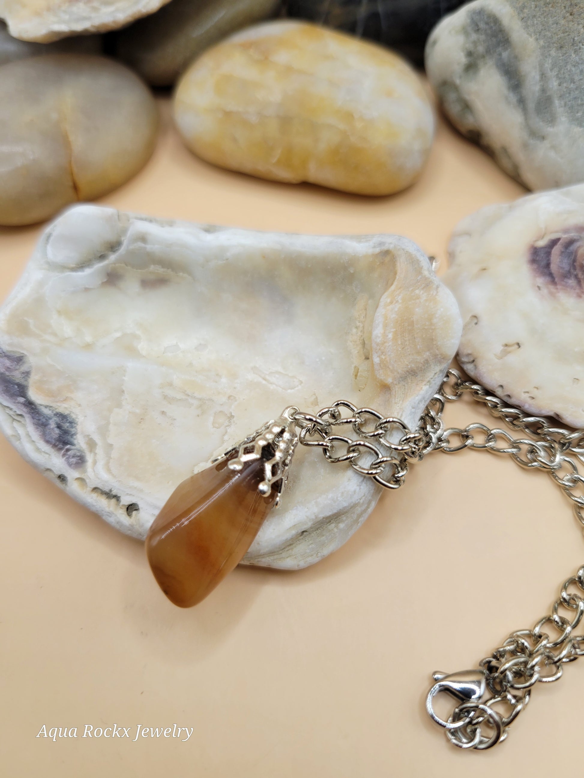 orange quartz gemstone pendant necklace