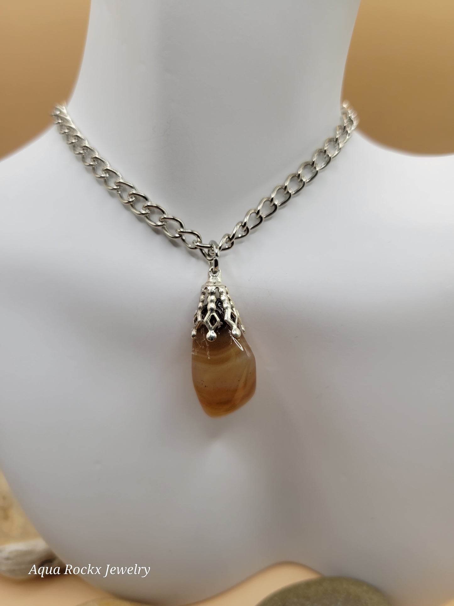 orange quartz pendant necklace