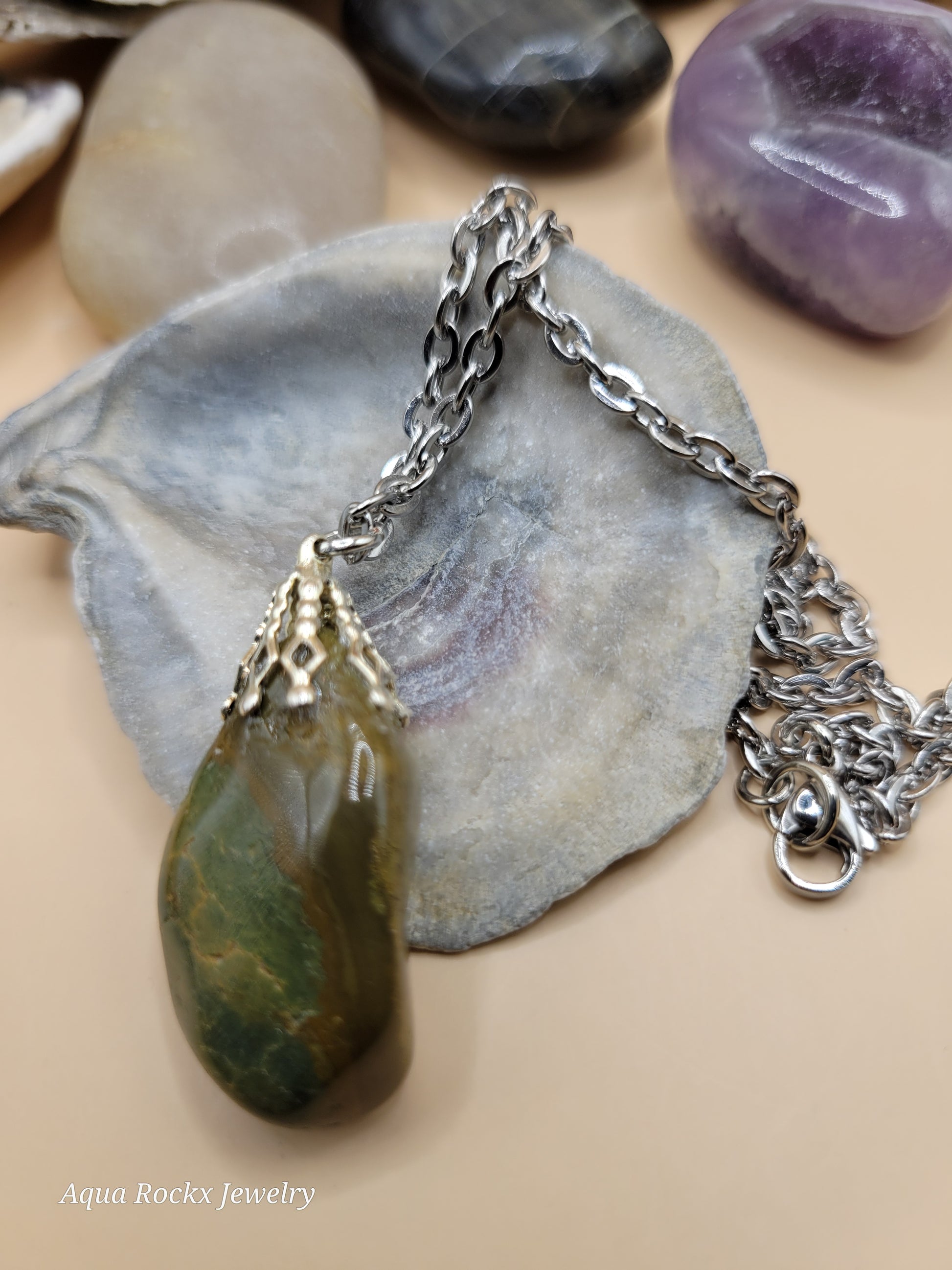 Necklace with a pendant on a shell