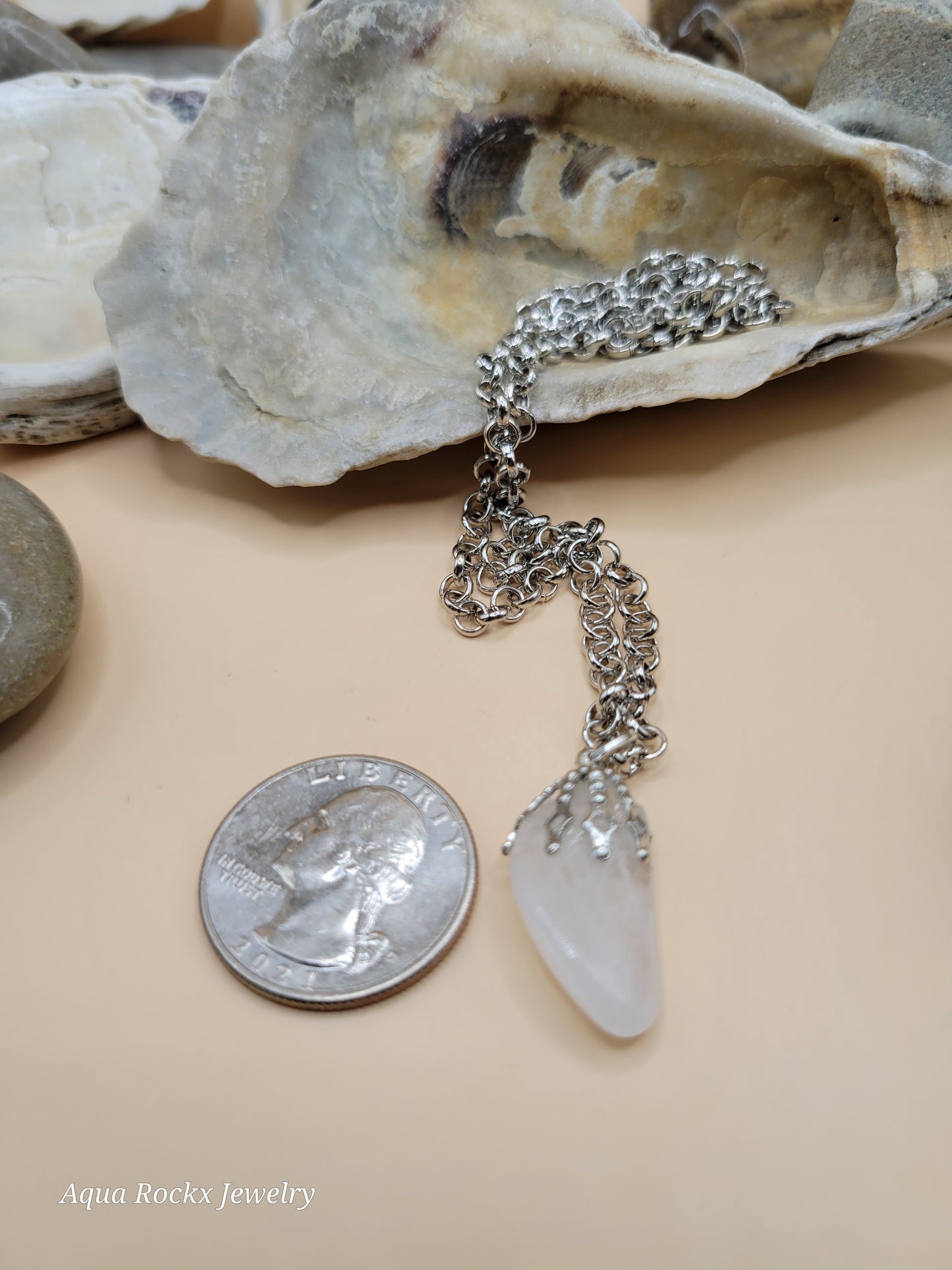 White quartz pendant necklace