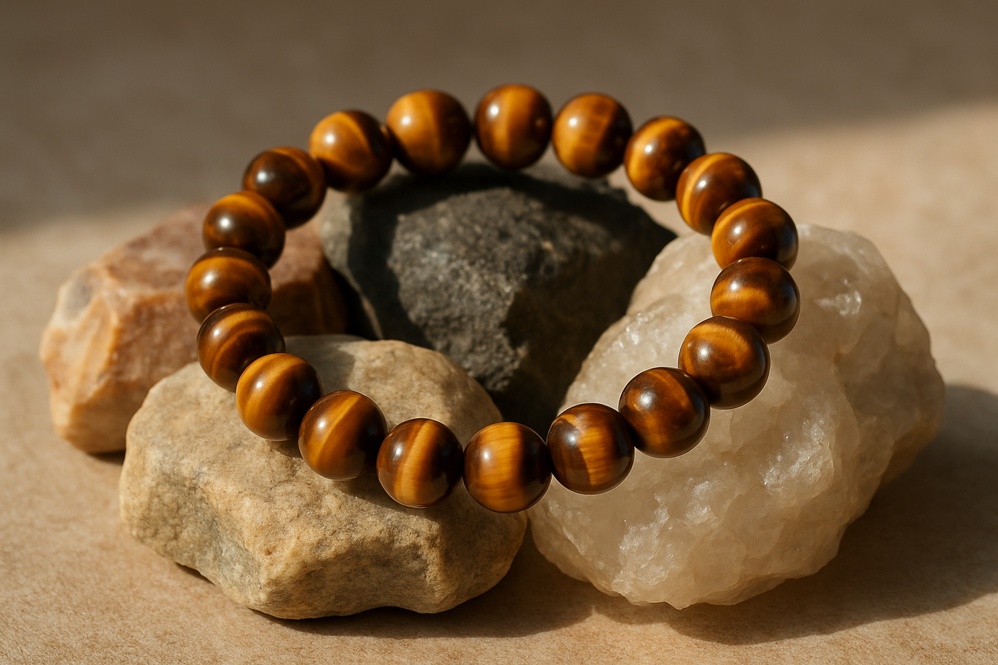 tiger eye stretch bracelet on stones